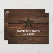 Westerse Roestige Ster Houten Rustieke Save the Da Aankondigingskaart (Voorkant / Achterkant)