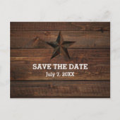 Westerse Roestige Ster Houten Rustieke Save the Da Aankondigingskaart (Voorkant)