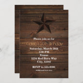 Westerse Roestige Ster Houten Rustieke Uitnodiging (Voorkant / Achterkant)