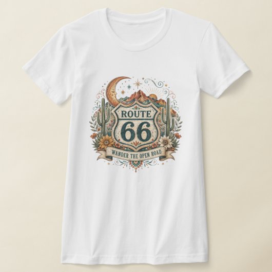 Westerse Route 66 Saguaro Sunset T-shirt (Laagn)