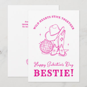 Westerse Roze Beste Vriendin Script Prettige Galen Kaart