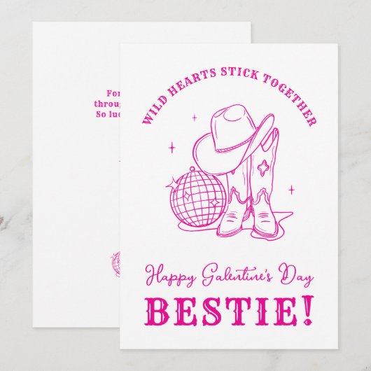 Westerse Roze Beste Vriendin Script Prettige Galen Kaart (Voorkant / Achterkant)