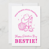 Westerse Roze Bff Script Fijne Galentine's Day Feestdagenkaart (Voorkant)