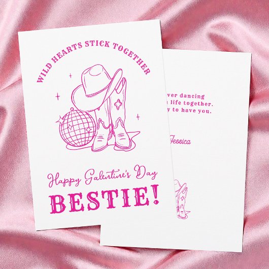 Westerse Roze Bff Script Fijne Galentine's Day Feestdagenkaart