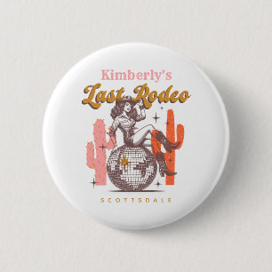 Westerse Roze Cowgirl Laatste Rodeo Vrijgezellenfe Ronde Button 5,7 Cm