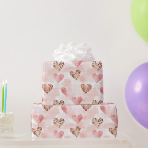 Westerse Roze Crème Cowgirl Harten Verjaardag Cadeaupapier