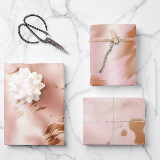 Westerse roze nepbont verjaardag inpakpapier vel (Voorkant)