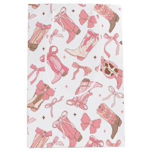 Westerse roze rodeo laarzen met strikken bruidsdou medium cadeauzakje