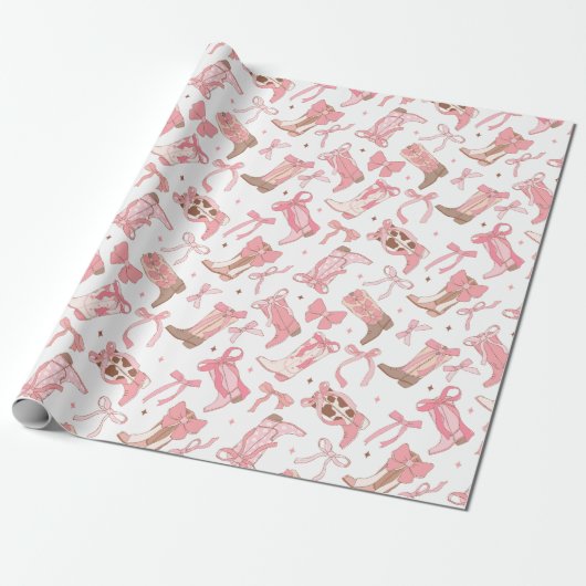 Westerse roze rodeo laarzen met strikken bruidsfee cadeaupapier (Uitgerold)