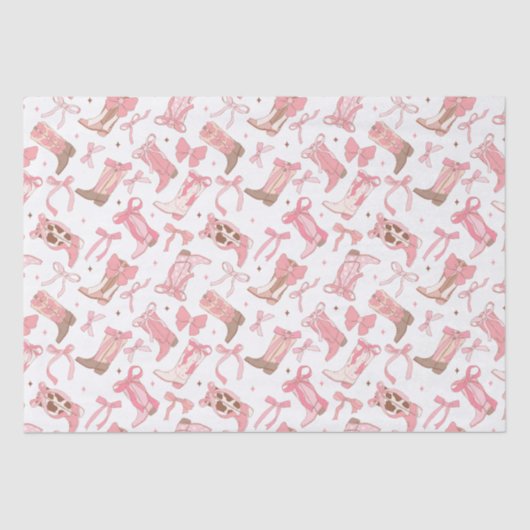 Westerse roze rodeo laarzen met strikken bruidsfee tissuepapier (Voorkant)