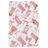 Westerse roze rodeo laarzen met strikken bruidsmei medium cadeauzakje (Voorkant)