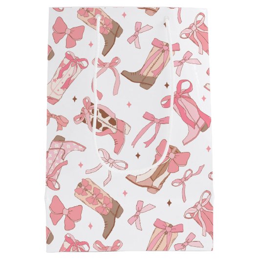 Westerse roze rodeo laarzen met strikken bruidsmei medium cadeauzakje (Achterkant)