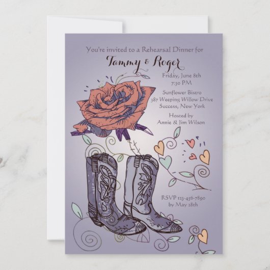 Westerse Rozen Uitnodiging (Voorkant)