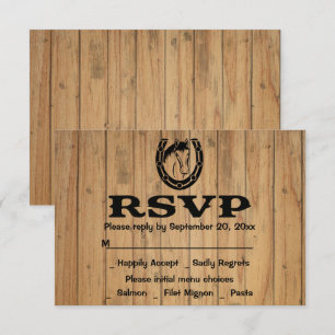Westerse RSVP Huwelijk Paard Bruin Hout Landelijk Kaart