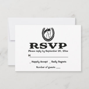 Westerse RSVP Huwelijk Paard Landelijke Hoefijzer Kaart