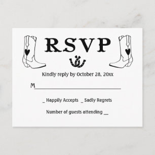 Westerse RSVP Landelijke Trouw Cowboylaarzen Rusti Uitnodiging Briefkaart