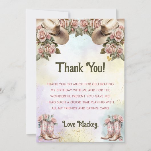 Westerse rustieke bloemen verjaardags dankkaart kaart (Voorkant)