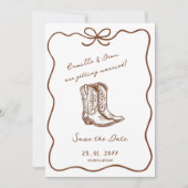Westerse Rustieke boho foto QR Code Save the Date  Kaart (Voorkant)