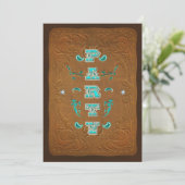 Westerse Rustieke Bruine & Turquoise Verjaardagsfe Kaart (Staand voorkant)