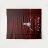 Westerse Rustieke Stier Schedel Burgundy Achtergro Wandkleed (Voorkant (horizontaal))