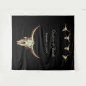 Westerse Rustieke Stierenschedel Bruiloft Fotocabi Wandkleed (Voorkant (horizontaal))