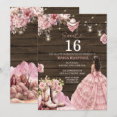 Westerse Rustieke Westerse Sweet 16 Kaart (Voorkant / Achterkant)