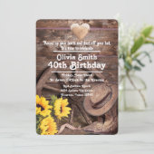 Westerse Rustieke Zonnebloem Cowboyhoed 40e Verjaa Kaart (Staand voorkant)