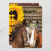 Westerse Rustieke Zonnebloem Paard Land Geboorteda Kaart (Voorkant / Achterkant)