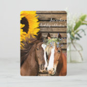 Westerse Rustieke Zonnebloem Paard Land Geboorteda Kaart (Staand voorkant)