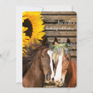 Westerse Rustieke Zonnebloem Paard Land Geboorteda Kaart