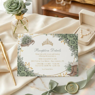 Westerse saliegroene roos gouden land Quinceañera Informatiekaartje