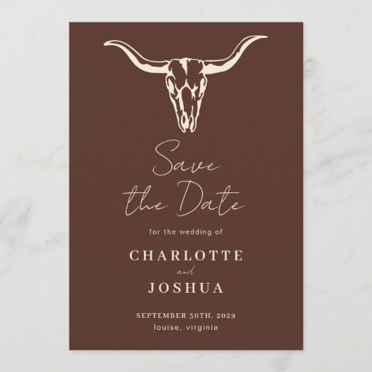 Westerse Save the Date | Rustieke Boho Koeien Sche (Voorkant)