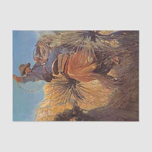 Westerse Schilderij “Paard springt van slang” Tissuepapier (Voorkant)
