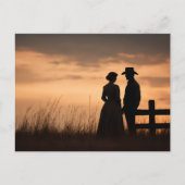 Westerse Silhouette van Stel bij Zonsondergang Briefkaart (Voorkant)