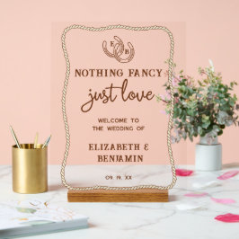 Westerse simpele trouwerij, gewoon liefde, welkom acryl bord