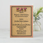 Westerse stijl ontvangstpartyDiner menu Kaart (Staand voorkant)