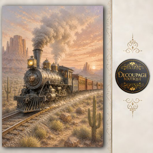 Westerse Stoomtrein Decoupage Tissuepapier