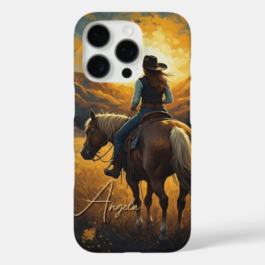 Westerse Sunset Cowgirl iPhone beschermhoes Case-Mate iPhone Case (Achterkant)