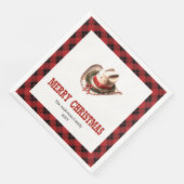 Westerse tartan servetten rood zwart Kerst decor (Hoek)