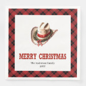 Westerse tartan servetten rood zwart Kerst decor (Voorkant)