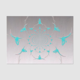 Westerse Teal Grijs Rustieke Metalen Stier Koe Sch Tissuepapier