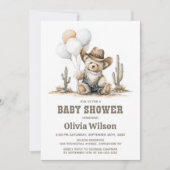 Westerse teddybeer babyshower uitnodiging (Voorkant)