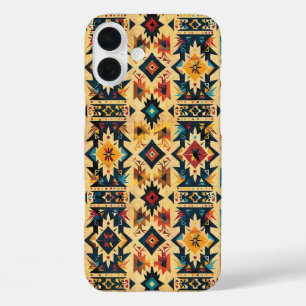 Westerse tegelpatroon liefhebbers iPhone 16 plus hoesje