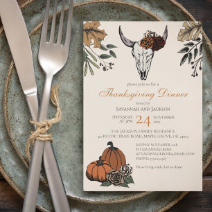 Westerse Thanksgiving Koeien schedel Herfst Oogst Kaart