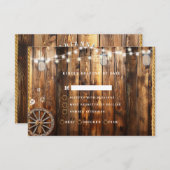 Westerse touw wagenwiel metson glas string lichten RSVP kaartje (Voorkant / Achterkant)