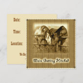 Westerse Trouw: Trouwen: Paarden, Sepia Kaart (Voorkant / Achterkant)