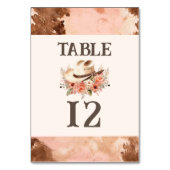 Westerse Trouwtafel Nummer in Blush Koehuid Kaart (Voorkant)