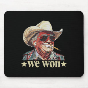 Westerse Trump Cowboy We Won Amerikaanse Vlag Cowb Muismat