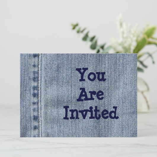 Westerse uitnodiging voor denimfeest (Staand voorkant)