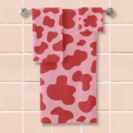 Westerse Valentijnsdag koeienprint cowgirl roze ro Bad Handdoek